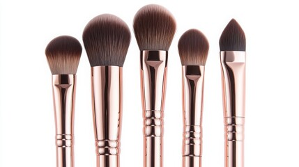 Set of 5 rose gold makeup brushes
