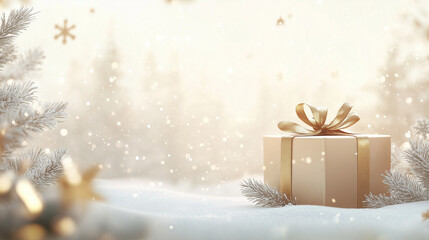 christmas background with gift box and christmas tree