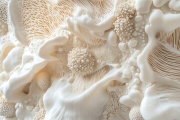 Abstract, textured, organic forms in pale cream