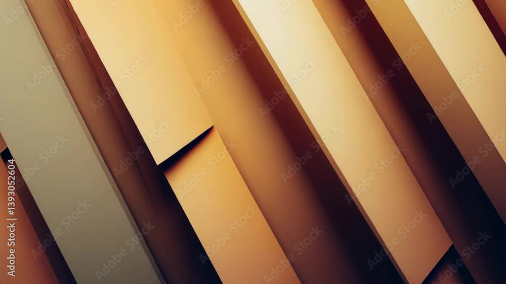Poster angular intersecting prisms with gradient fills transitioning through mocha mousse shades.