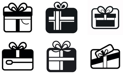 Gift Card Silhouettes Set – Present Icons with Ribbons and Bows for Holidays and Celebrations
