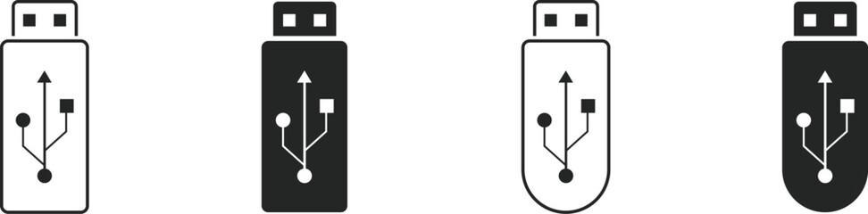 USB Flash Drive Icon Set, Vector Symbols & Signs, Vector Illustration.