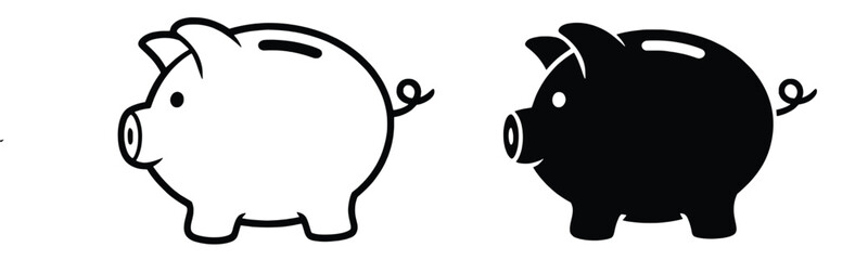 Piggy Bank Icon Set Vector Illustration Simple Style For Finance And Savings
