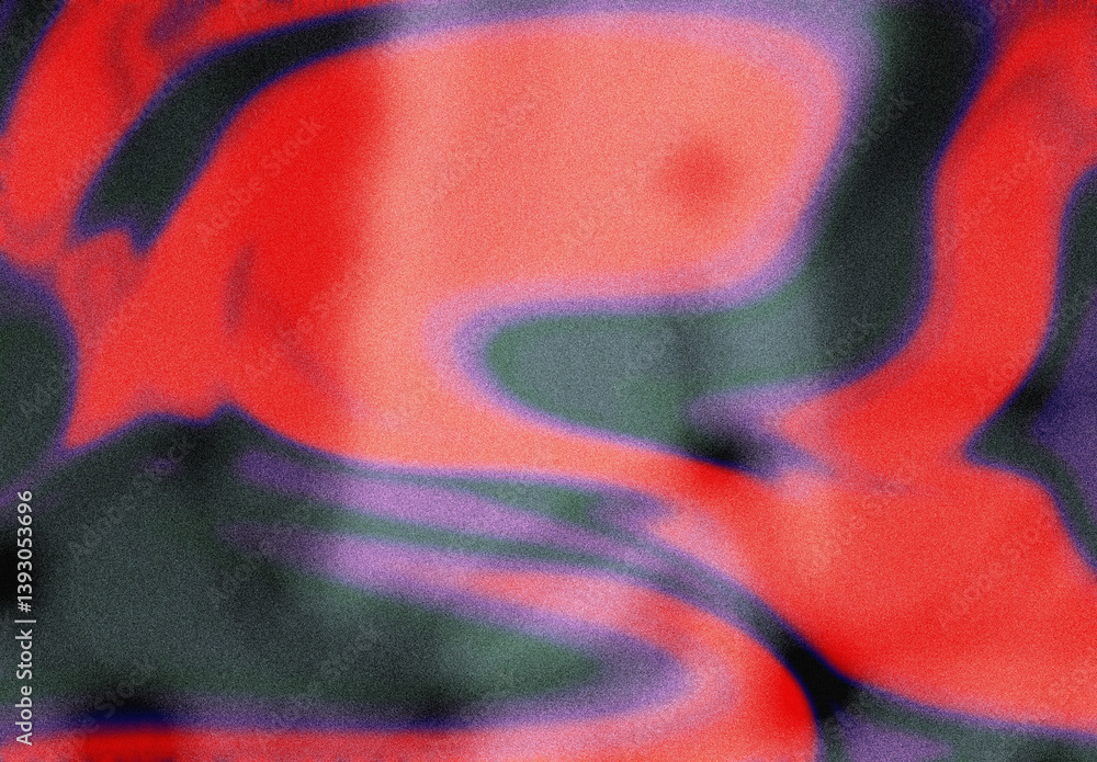 Poster unique colorful background with grain texture, noise artifacts, and smooth blur. liquid-like flow wi