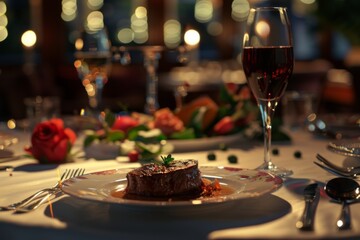 Luxury travel concept featuring fine dining in an exclusive fancy restaurant with exquisite cuisine and great service