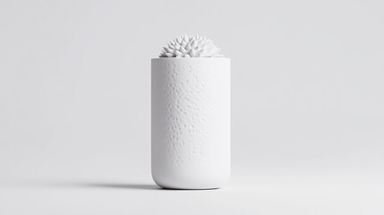 White cylindrical vessel, hedgehog design