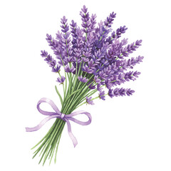 Obraz premium Watercolor Lavender Stems with Vintage Paper Texture