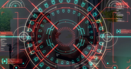 Data processing and scope scanning over man gesturing while wearing vr headset at home