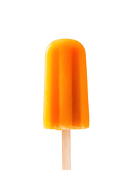 Bright Orange Popsicle Isolated on White Background &ndash; Frozen Summer Treat