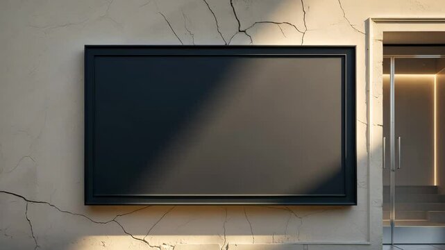 Empty billboard display in black mockup on the facade setting, unoccupied space for promoting your advertising or branding initiative.