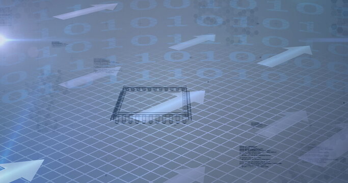 Image of 6g text, computer processor spinning, arrows and binary coding - Powered by Adobe