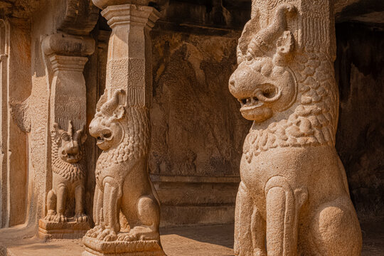 Exclusive Monolithic Rock Carved- Ramanuja Mandapam is UNESCO's World Heritage Site located at Mamallapuram or Mahabalipuram in Tamil Nadu, South India. Very ancient place in the world.