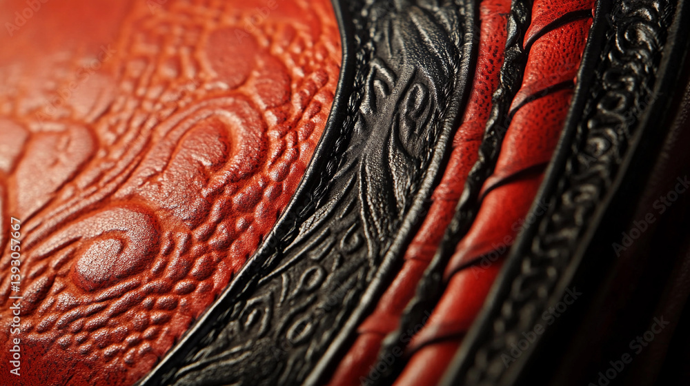 Aufkleber Luxurious leather texture with intricate detailing and vibrant color Generative AI