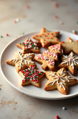 Holiday Star-Shaped Sugar Cookies: Colorful Decorated Christmas Treats