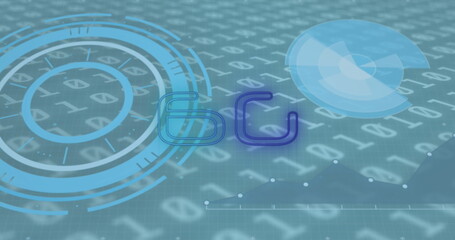 Image of 6g text over scopes scanning and binary coding in background