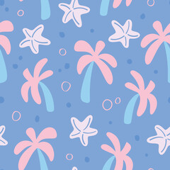 Summer Palm Tree Pattern Tropical Background