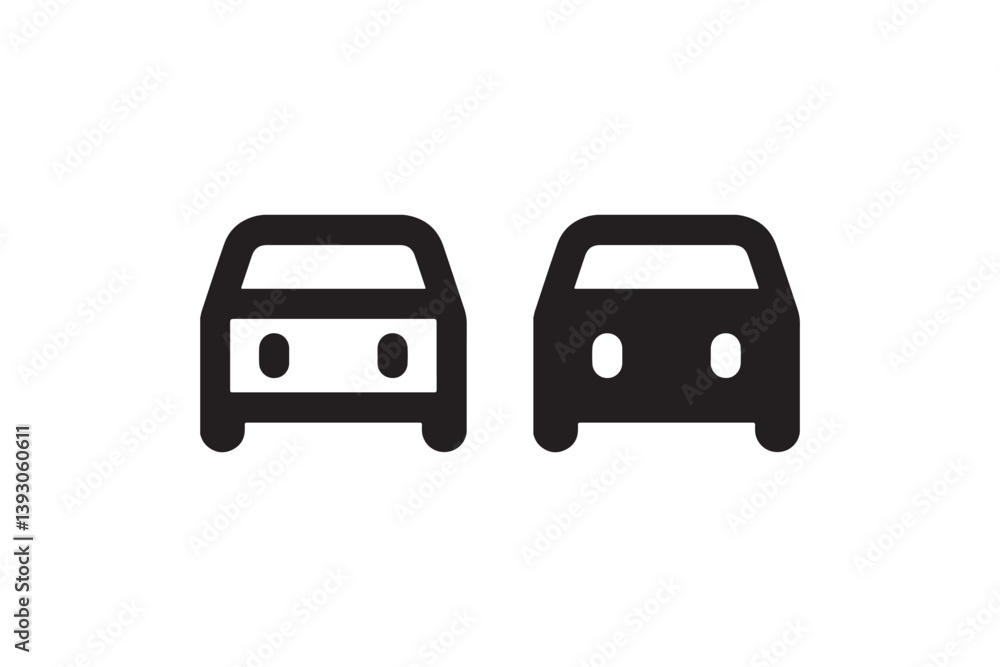 Poster car front view icon in outline and solid vector