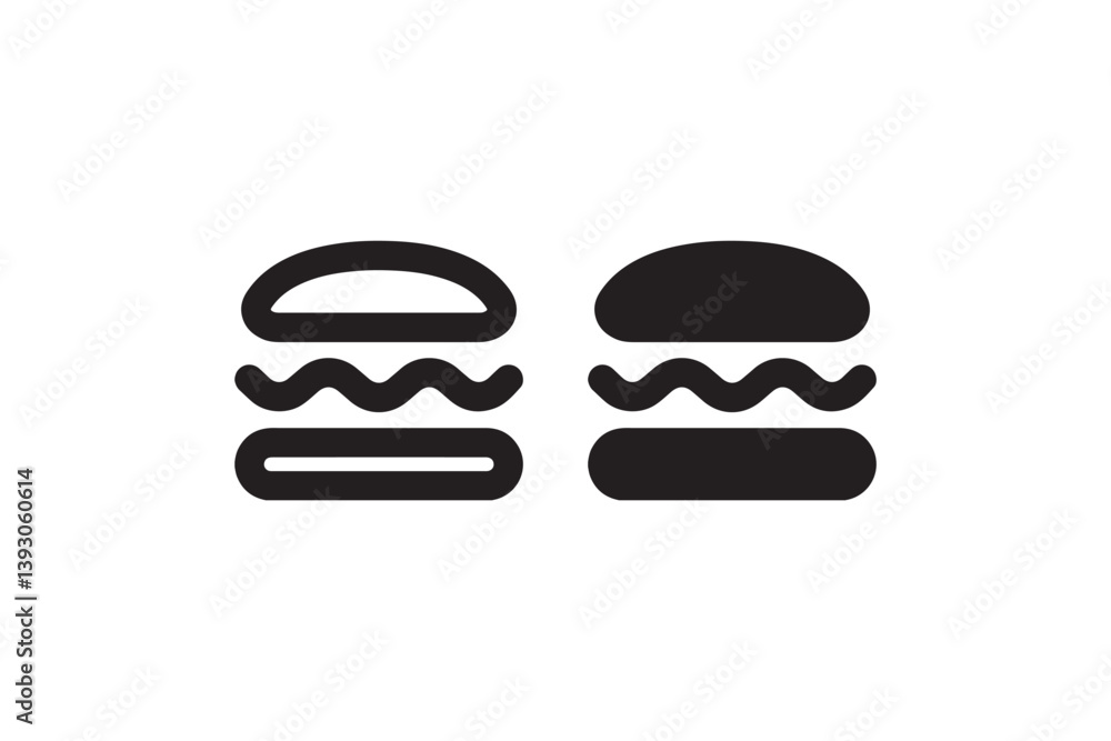Poster burger icon in outline and solid style vector