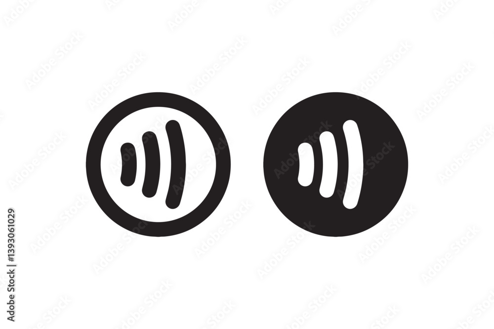 Poster sound wave icon inside circle outline and solid vector
