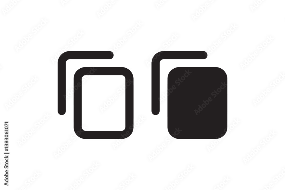 Poster overlapping square icon in outline and solid style vector