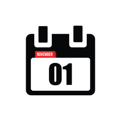 calender icon, 01 november icon with white background