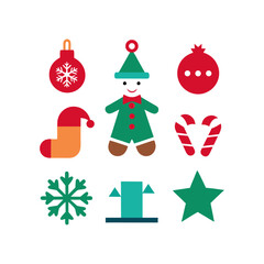 9 Set Christmas icon vector illustration