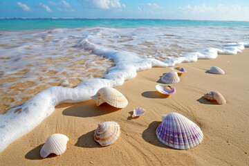 Obraz premium sea shells on beach