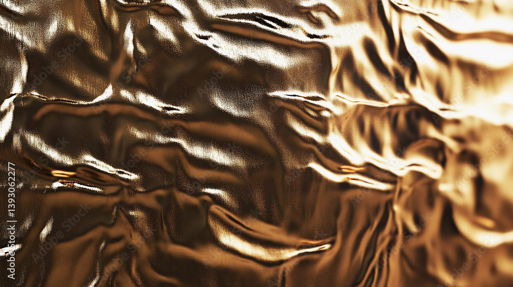 Fototapete metallic surface reflecting light with intricate wrinkles generative ai