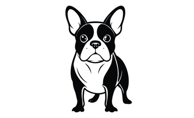 French bulldog pet dog pose silhouette, French bulldog vector silhouette 