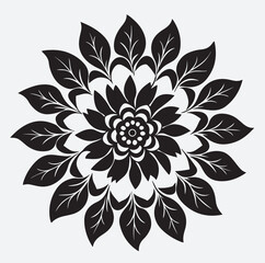 floral seamless pattern silhouette vector art illustration, black and white floral ornament
