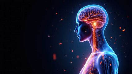 VNS - Vagus Nerve Stimulation - Animated Illustration with Fire and Brain Activity