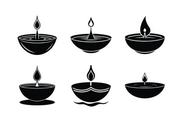 floating diya water bowl vector art silhouette