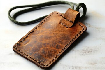 Elegant handcrafted leather tag with a rustic charm perfect for personalization in various creative projects