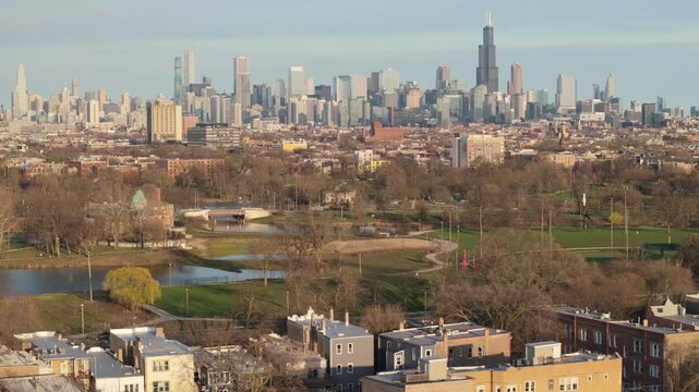 Aerial view of Humboldt Park in Chicago