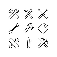 Fototapeta premium A Set of working tools line art illustration