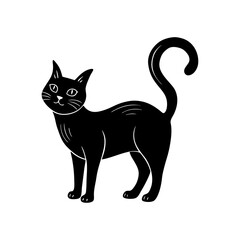 Black Cat with arched back silhouette