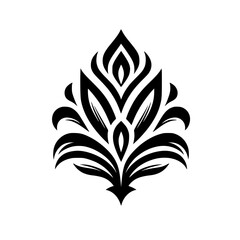Elegant Black Floral Ornament on White Background