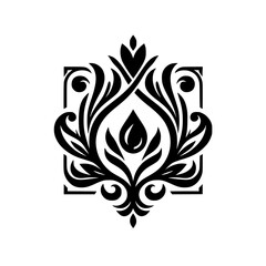 Elegant Black and White Floral Crest/Badge Design