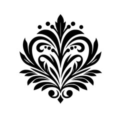 Elegant Black Flourish Ornament on White, Vector Illustration