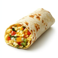 Savory breakfast burrito filled with scrambled eggs, vegetables, and cheese