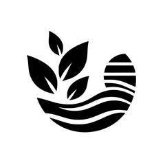 Abstract Leaf and Water Logo - Organic Design, Minimalist