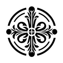 Elegant Black and White Floral Ornament Design