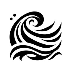 Abstract Wave Symbol - Black and White, Minimalist Design