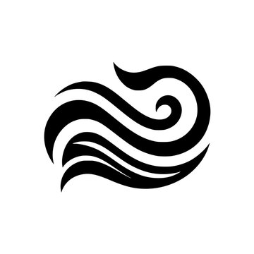 Abstract Black Wave Logo Design Element on White Background