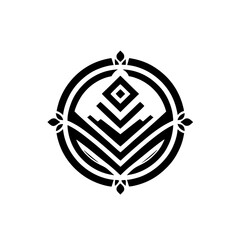 Fototapeta premium Geometric Abstract Emblem: Circular Design, Black & White, Logo Concept