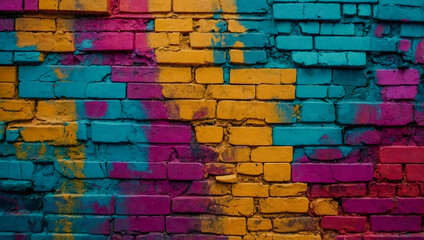 Fototapeta premium Colorful urban wall texture for modern wallpaper design and advertising mockups.