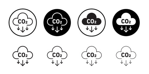 CO2 reduction icon outline collection or set in black and white