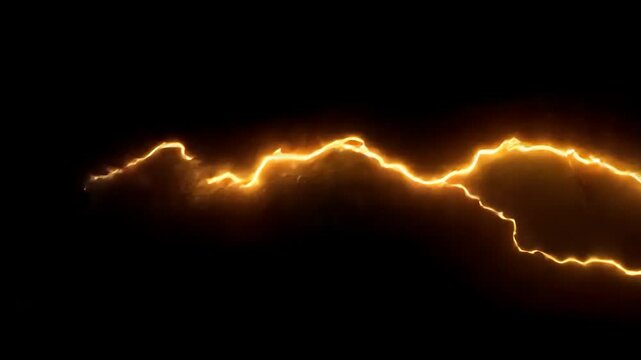 Golden Lightning Bolt: A Fiery Electric Discharge Across the Night Sky