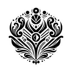 Art Deco Floral Motif: Bold Black & White Ornament
