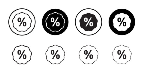 Discount icon outline collection or set in black and white